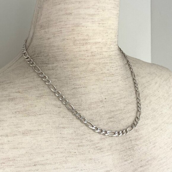 Italian Unisex Sterling Silver 925 5.5mm Figaro Chain Necklace 18" - Picture 3 of 16